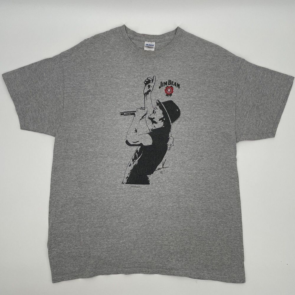 EUC Kid Rock Jim Beam Men's XL Gray T Shirt Gildan Heavy Cotton Tag